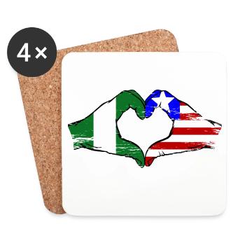 Nigeria_Liberia_Flagge_Haende_Herzform_used - Untersetzer (4er-Set) - Weiß - Vorne