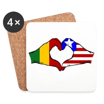 Mali_Liberia_Flagge_Haende_Herzform - Untersetzer (4er-Set) - Weiß - Vorne