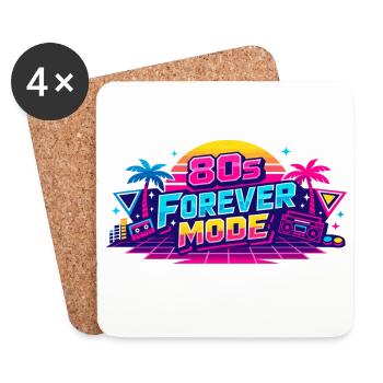 80er Forever Neon Retro - Untersetzer (4er-Set) - Weiß - Vorne