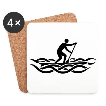 SUP Board Stand Up Paddling Welle Surfen - Untersetzer (4er-Set) - Weiß - Vorne