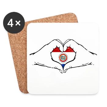 Paraguay Flagge Hände Herzform used - Untersetzer (4er-Set) - Weiß - Vorne