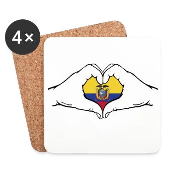 Ecuador_Flagge_Hände_Herzform - Dessous de verre (lot de 4) - blanc - Devant