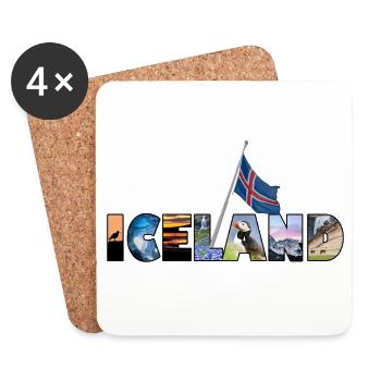 Schriftzug Iceland - Untersetzer (4er-Set) - Weiß - Vorne