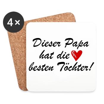 Lustiger Spruch Papa Töchter - Untersetzer (4er-Set) - Weiß - Vorne