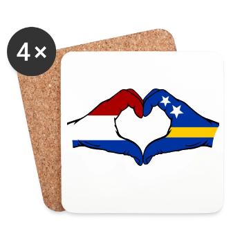 Holland Curacao flag hands heart shape used - Coasters (set of 4) - white - Front