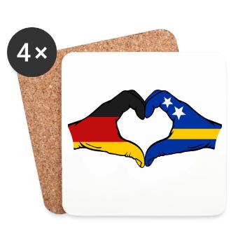 Deutschland_Curaçao_Flagge_Haende_Herzform_used - Coasters (set of 4) - white - Front