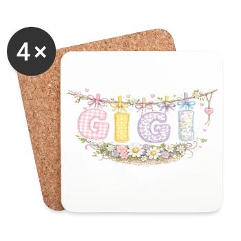 Gigi Flowers and Pastel | Grandma Adorée Gift - Coasters (set of 4) - white - Front