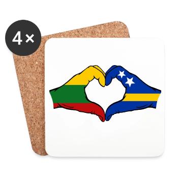 Drapeau de Lituanie Curaçao Mains en forme de cœur - Dessous de verre (lot de 4) - blanc - Devant