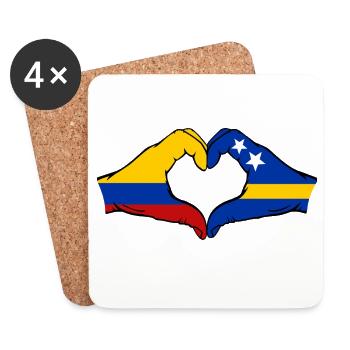 Colombia Curacao Flag Hands Heart Shape - Coasters (set of 4) - white - Front