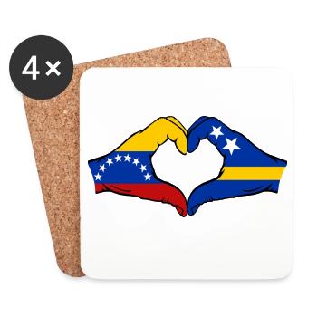 Venezuela Curacao Flagge Hände Herzform - Untersetzer (4er-Set) - Weiß - Vorne