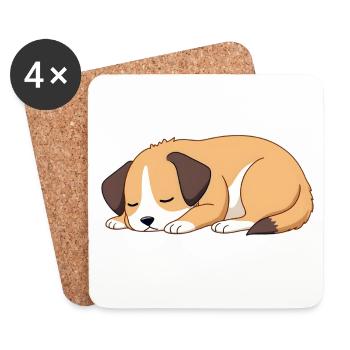 sleeping dog - Coasters (set of 4) - white - Front