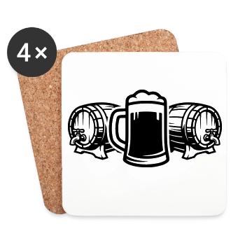 Bière symbole de fût de bière - Dessous de verre (lot de 4) - blanc - Devant