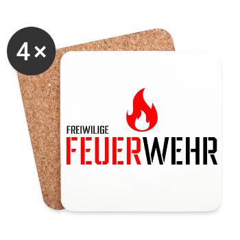 Freiwillige Feuerwehr - Untersetzer (4er-Set) - Weiß - Vorne
