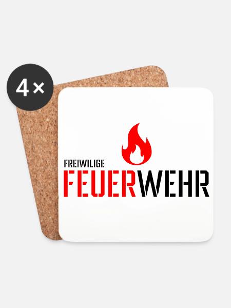 Freiwillige Feuerwehr - Untersetzer (4er-Set) - Weiß