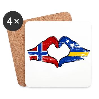 Norway Curacao flag hands heart shape used - Coasters (set of 4) - white - Front