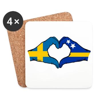 Schweden Curacao Flagge Hände Herzform - Untersetzer (4er-Set) - Weiß - Vorne