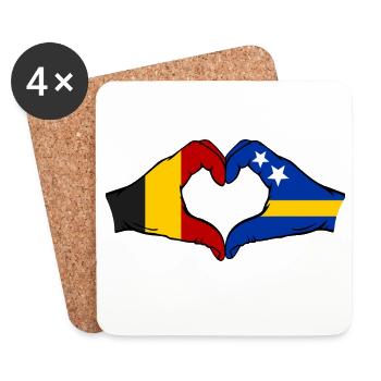 Belgien Curacao Flagge Hände Herzform - Untersetzer (4er-Set) - Weiß - Vorne