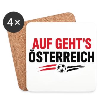 Auf Geht's Österreich Foot Autriche | Supporter - Dessous de verre (lot de 4) - blanc - Devant