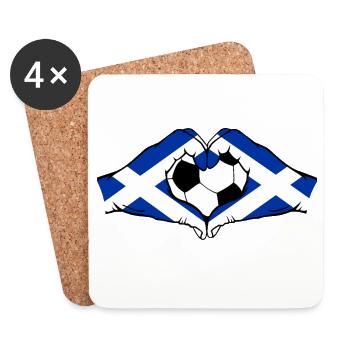 Drapeau écossais Mains en forme de cœur - Dessous de verre (lot de 4) - blanc - Devant