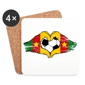 Kamerun Flagge Hände Herzform used - Untersetzer (4er-Set) - Weiß - Vorne