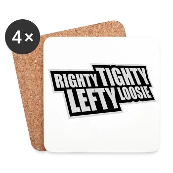 Logo DIY Drôle à droite Tighty Tighty Lefty - Dessous de verre (lot de 4) - blanc - Devant
