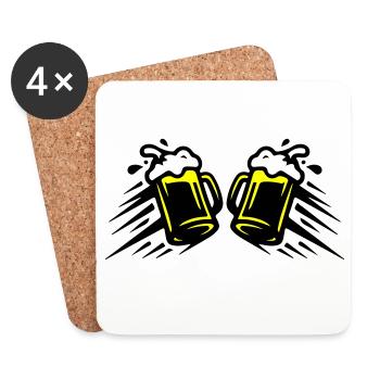 Icône du toast au verre bière - Dessous de verre (lot de 4) - blanc - Devant