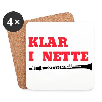 KLAR bin I a NETTE Klarinette Wortspiel - Untersetzer (4er-Set) - Weiß - Vorne
