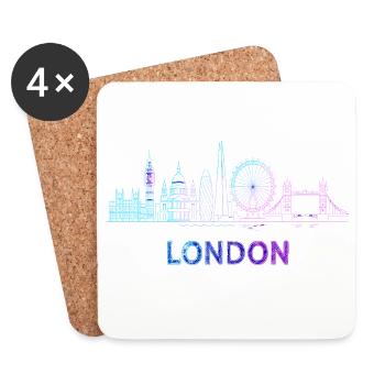 London City Skyline - Untersetzer (4er-Set) - Weiß - Vorne