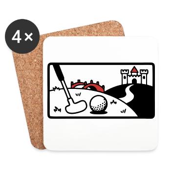 Minigolf Retro Cartoon Golfball JGA Team - Untersetzer (4er-Set) - Weiß - Vorne