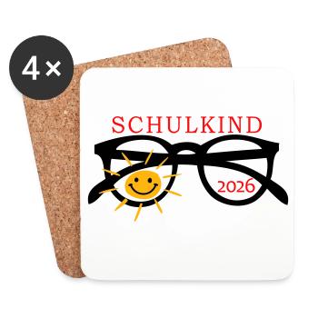 coole Sonnenbrille Schulkind  - Untersetzer (4er-Set) - Weiß - Vorne