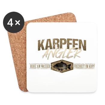 Karpfen Angler - Untersetzer (4er-Set) - Weiß - Vorne