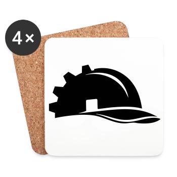 Construction Worker Helmet Gear and House - Coasters (set of 4) - white - Front