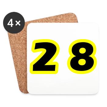 28 Symbole numérique - Dessous de verre (lot de 4) - blanc - Devant