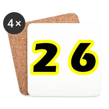 Symbole du chiffre 26 - Dessous de verre (lot de 4) - blanc - Devant