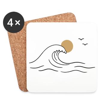 Moon and sea - Coasters (set of 4) - white - Front
