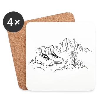 Hiking Boots Mountains Edelweiss - Coasters (set of 4) - white - Front