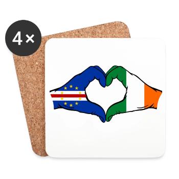 Cape Verde Ireland Flag Hands Heart Shape - Coasters (set of 4) - white - Front