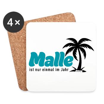 Malle Palmen Strand Vibe - türkis 2026 - Untersetzer (4er-Set) - Weiß - Vorne