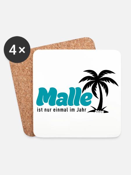 Malle Palmen Strand Vibe - türkis 2026 - Untersetzer (4er-Set) - Weiß