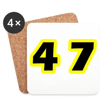 47 Symbole numérique - Dessous de verre (lot de 4) - blanc - Devant