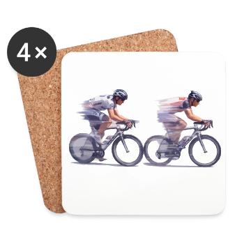 Double Race Sprint Cycling - Coasters (set of 4) - white - Front