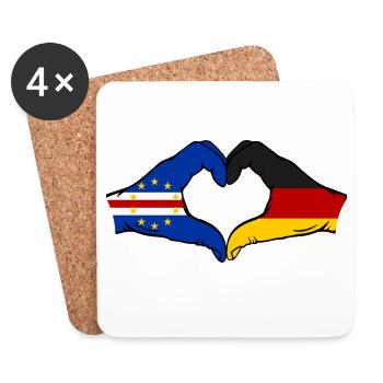 Cape Verde Germany Flag Hands Heart Shape Used - Coasters (set of 4) - white - Front