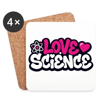 Love Science Schriftzug Logo - Untersetzer (4er-Set) - Weiß - Vorne