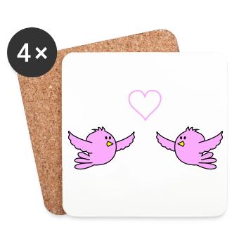 birds_in_love - Dessous de verre (lot de 4) - blanc - Devant