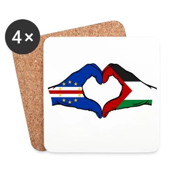 Kap Verde Palaestina Flagge Hände Herzform - Untersetzer (4er-Set) - Weiß - Vorne