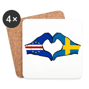 Cape Verde Sweden Flag Hands Heart Shape - Coasters (set of 4) - white - Front