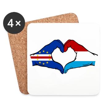 Drapeau du Luxembourg du Cap-Vert Mains en forme de cœur - Dessous de verre (lot de 4) - blanc - Devant