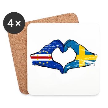Kap Verde Schweden Flagge Hände Herzform used - Untersetzer (4er-Set) - Weiß - Vorne