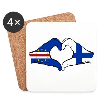 Drapeau du Cap-Vert Finlande en forme de cœur - Dessous de verre (lot de 4) - blanc - Devant