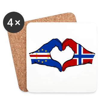 Kap Verde Norwegen Flagge Hände Herzform - Untersetzer (4er-Set) - Weiß - Vorne